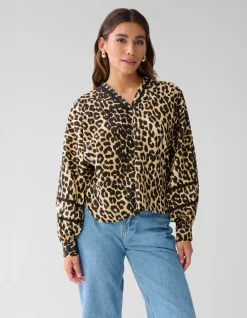 Leopard Tape Blouse Bruin