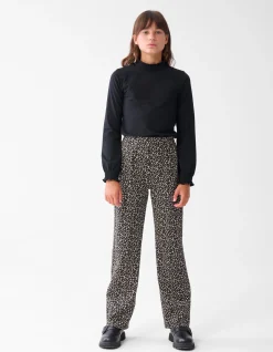 Leopard Wide Leg Broek Bruin