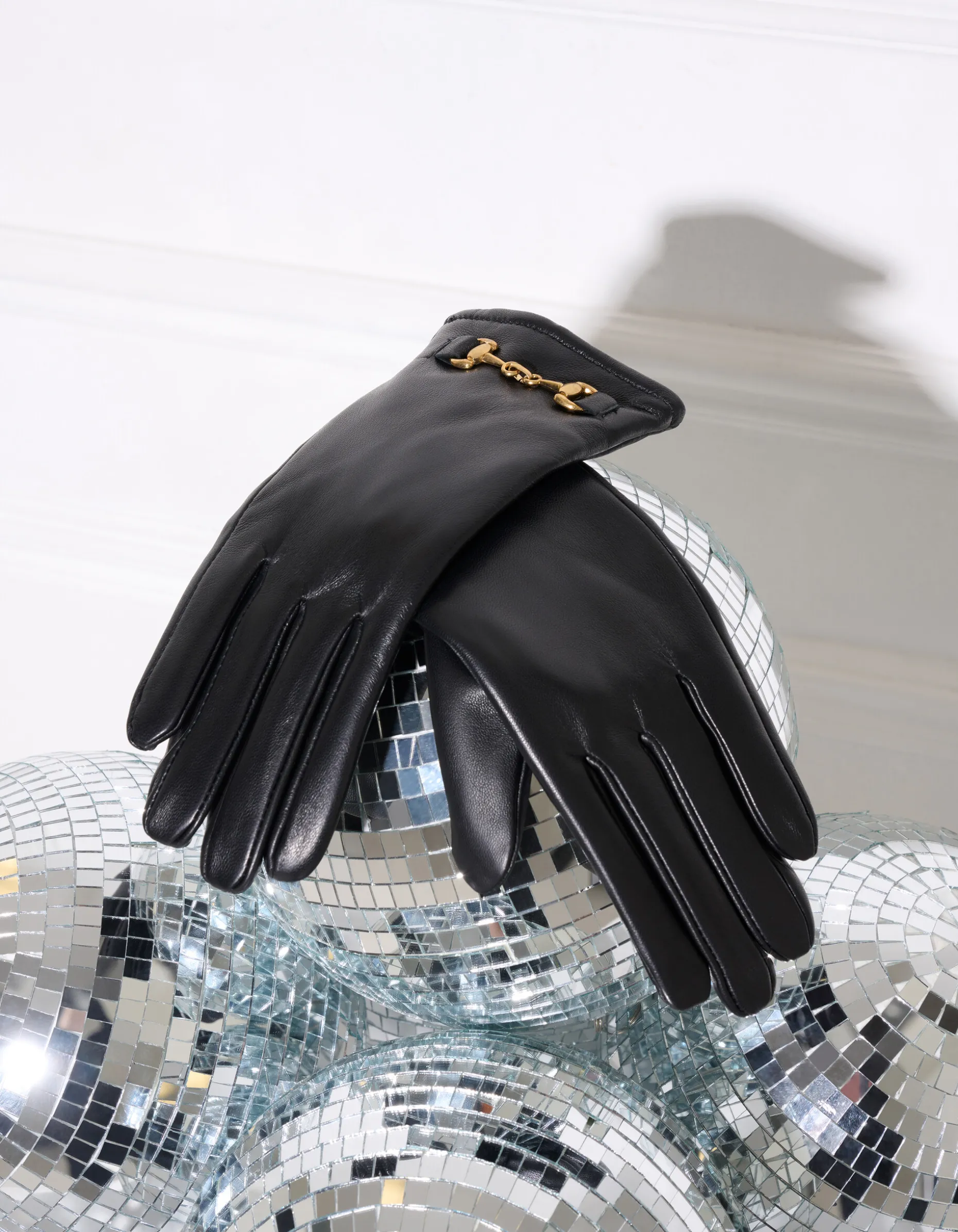 Leren Chain Handschoenen Zwart