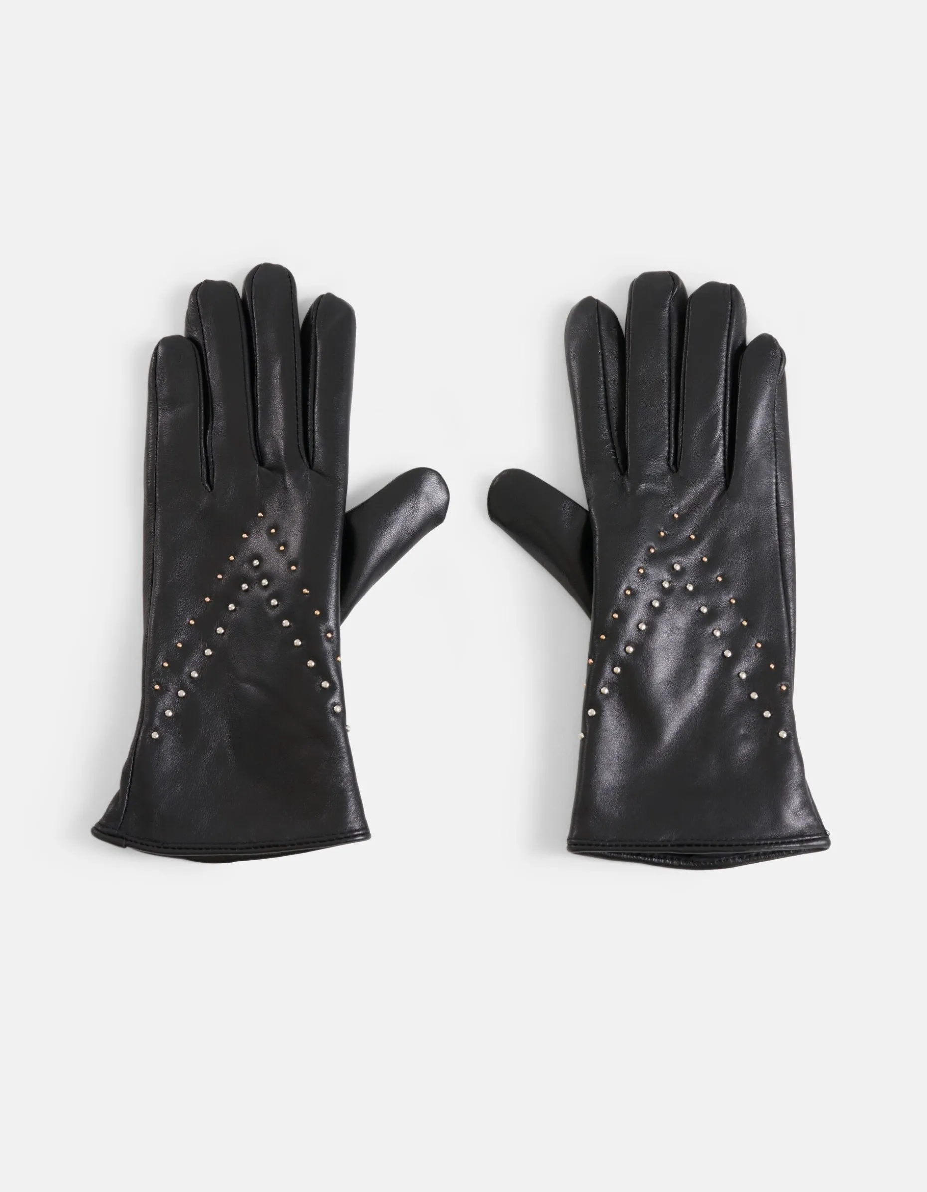 Leren Studs Handschoenen Zwart