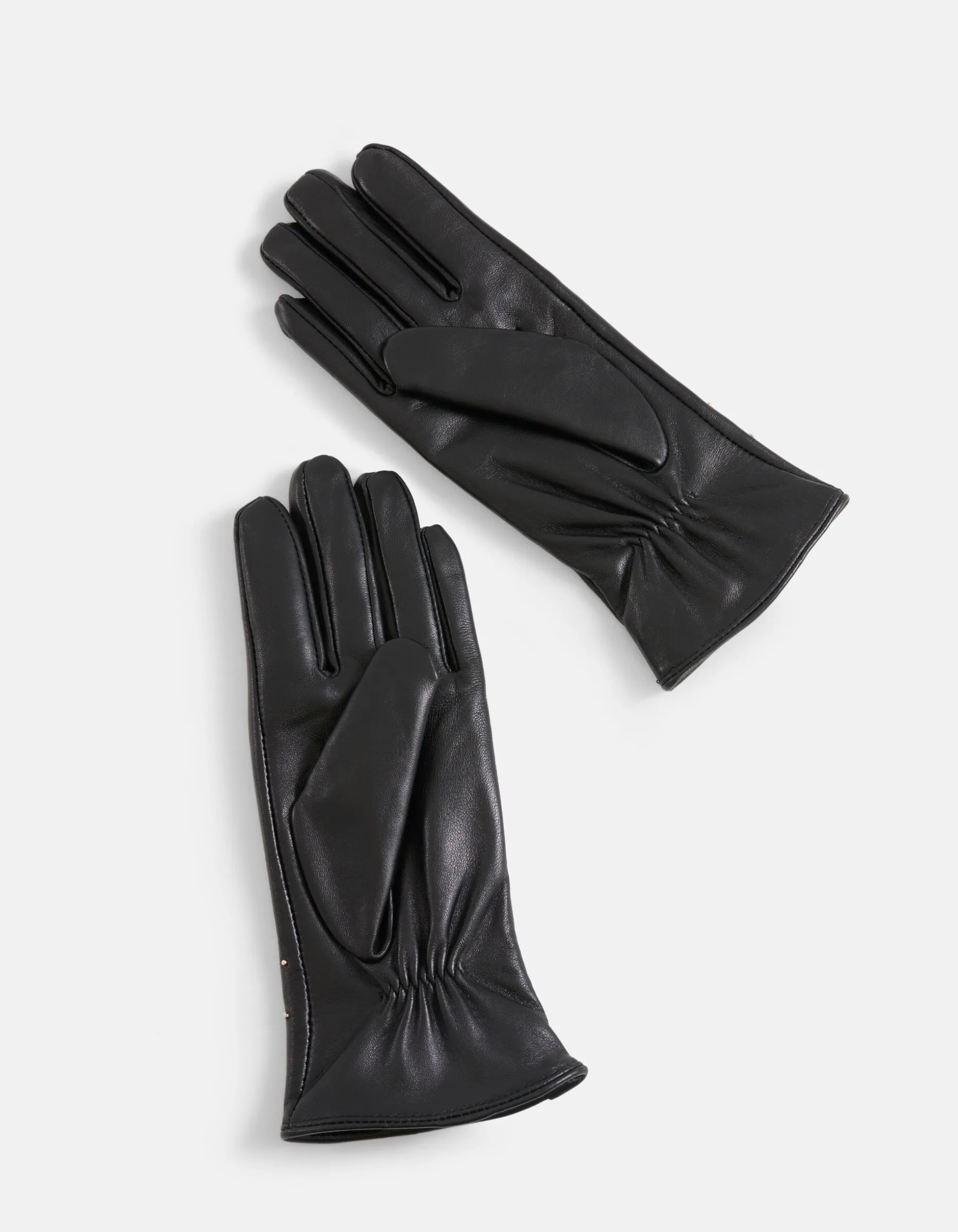 Leren Studs Handschoenen Zwart