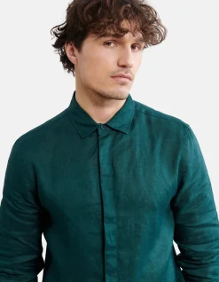 Linnen Overhemd Donkergroen