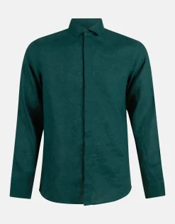 Linnen Overhemd Donkergroen