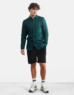 Linnen Overhemd Donkergroen