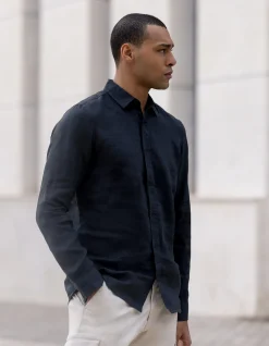 Linnen Overhemd Zwart