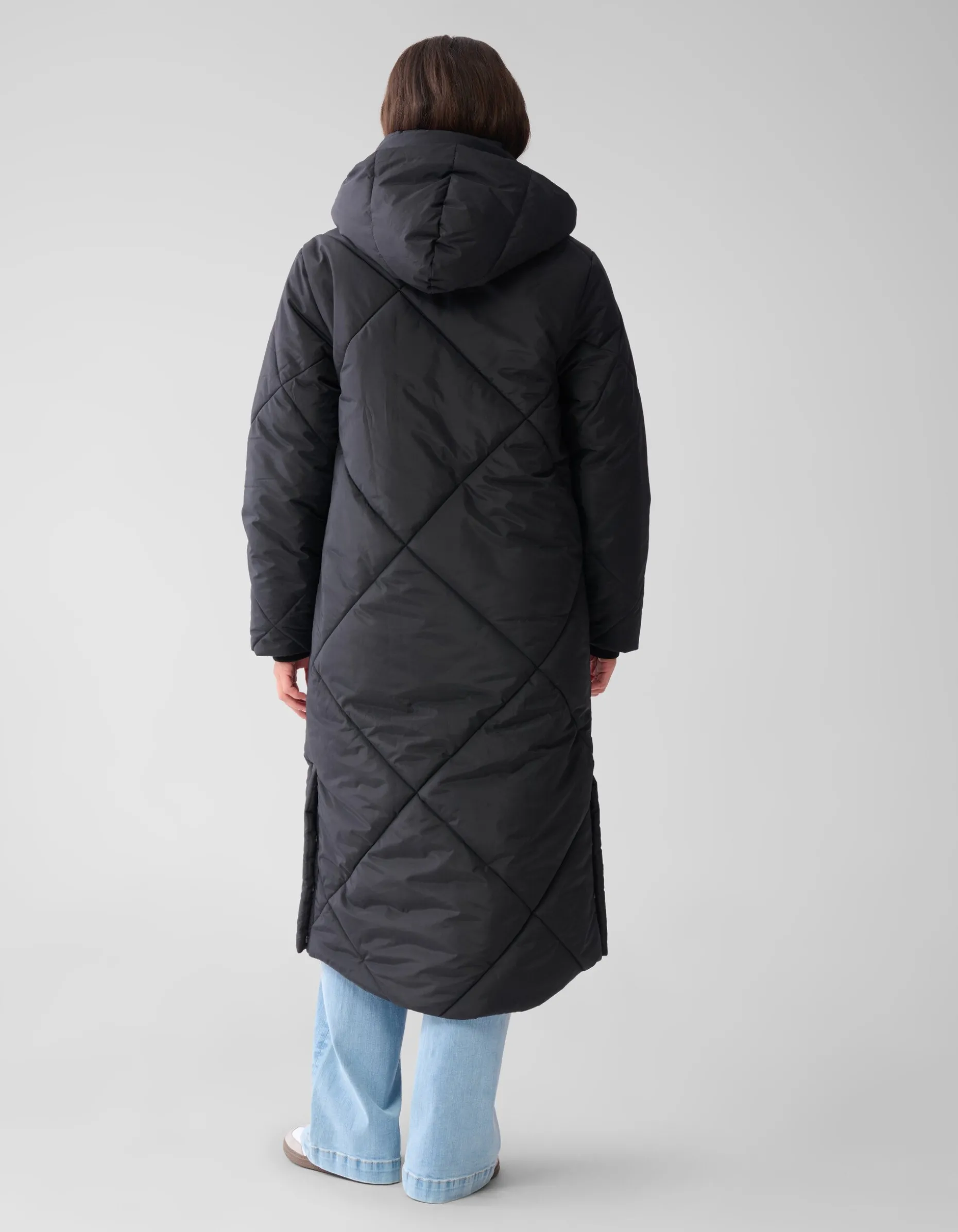 Long Puffer Jas Zwart