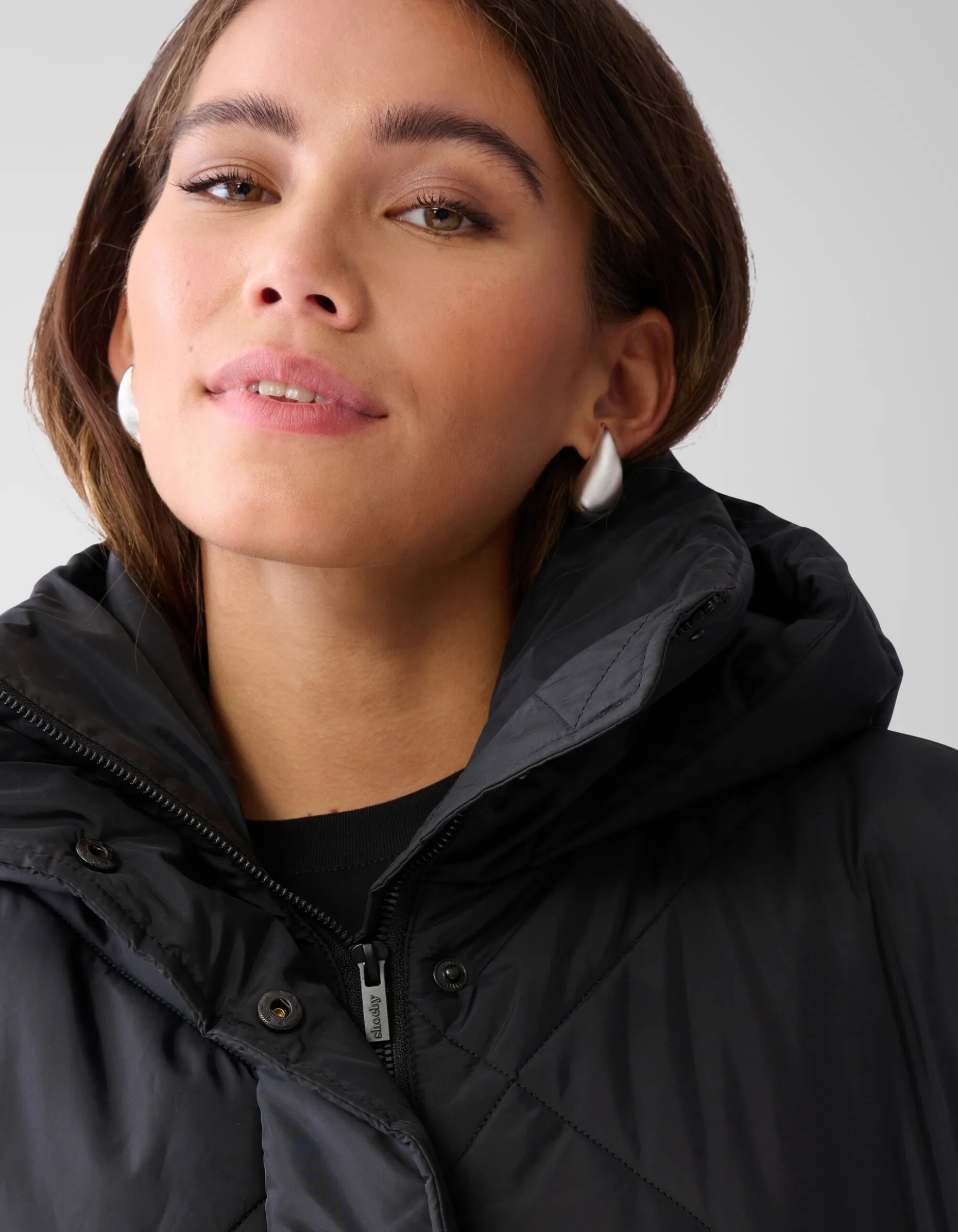 Long Puffer Jas Zwart