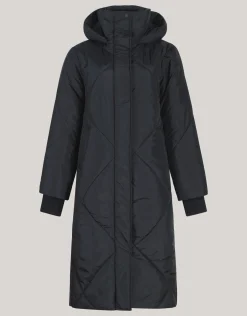 Long Puffer Jas Zwart