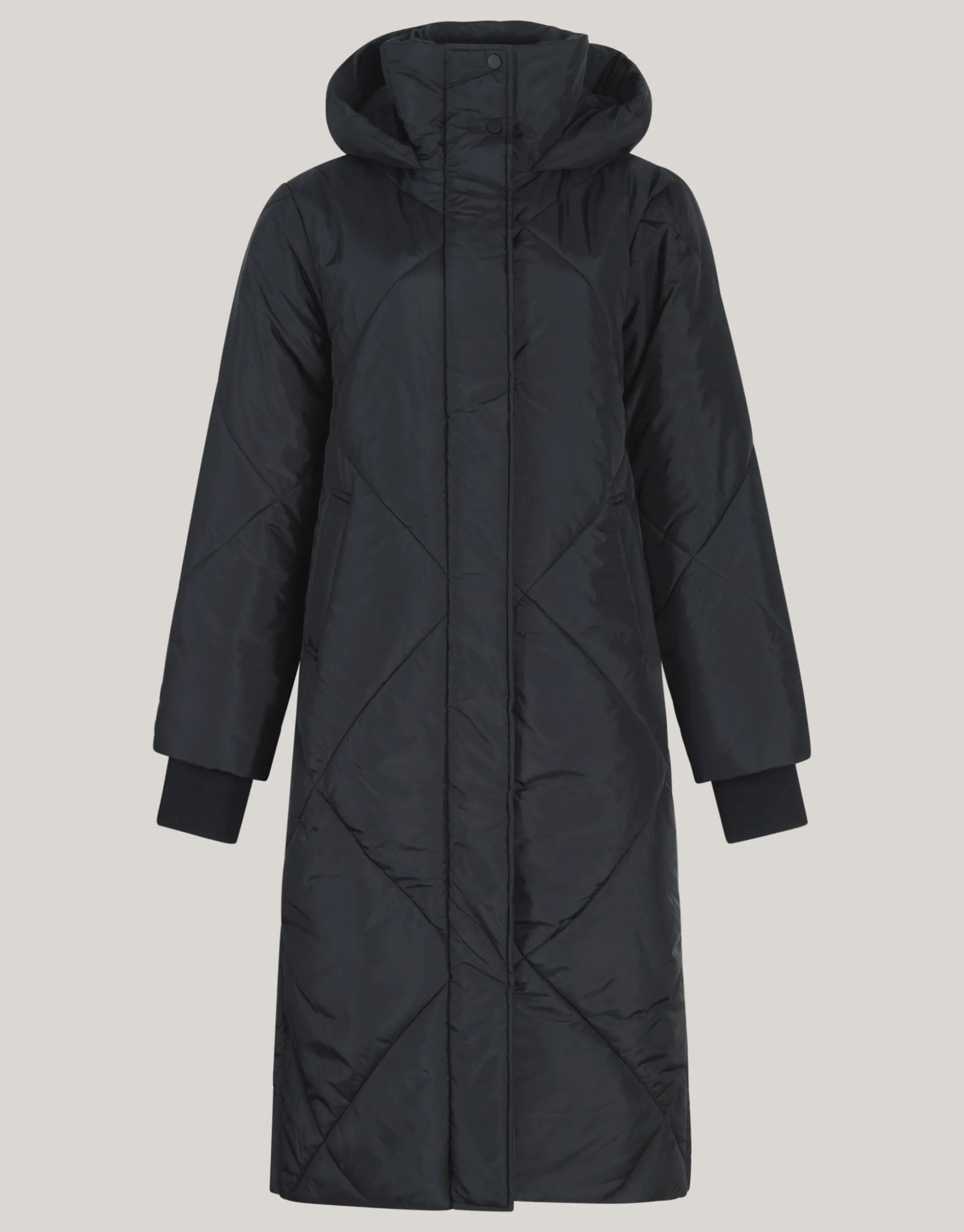 Long Puffer Jas Zwart
