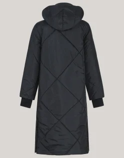 Long Puffer Jas Zwart
