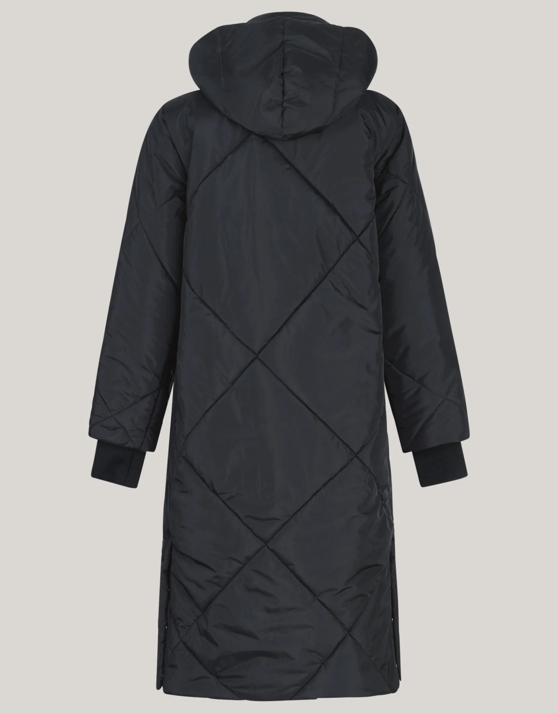 Long Puffer Jas Zwart