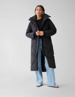 Long Puffer Jas Zwart