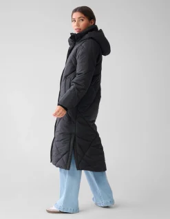 Long Puffer Jas Zwart
