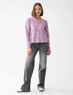 Lurex Heart Blouse Paars