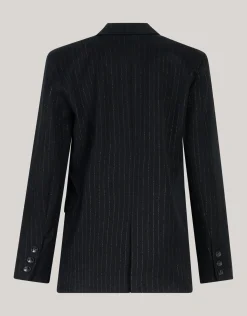 Lurex Pinstripe Blazer Zwart By Mieke