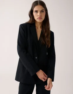 Lurex Pinstripe Blazer Zwart By Mieke