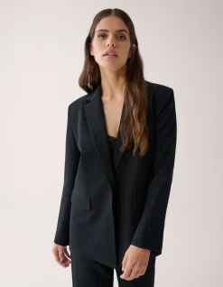 Lurex Pinstripe Blazer Zwart By Mieke