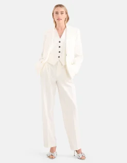 Lurex Pinstripe Oversized Blazer Gebroken Wit