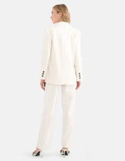 Lurex Pinstripe Oversized Blazer Gebroken Wit