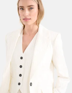 Lurex Pinstripe Oversized Blazer Gebroken Wit