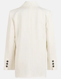 Lurex Pinstripe Oversized Blazer Gebroken Wit