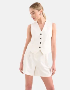 Lurex Pinstripe Short Gebroken Wit