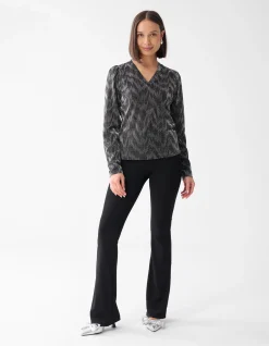 Lurex V-hals Top Zwart