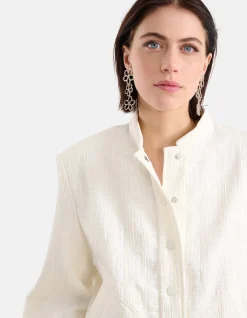 Meander Jacquard Bomber Gebroken Wit