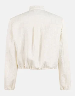 Meander Jacquard Bomber Gebroken Wit