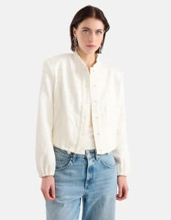 Meander Jacquard Bomber Gebroken Wit