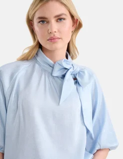 Metallic Denim Blouse Lichtblauw