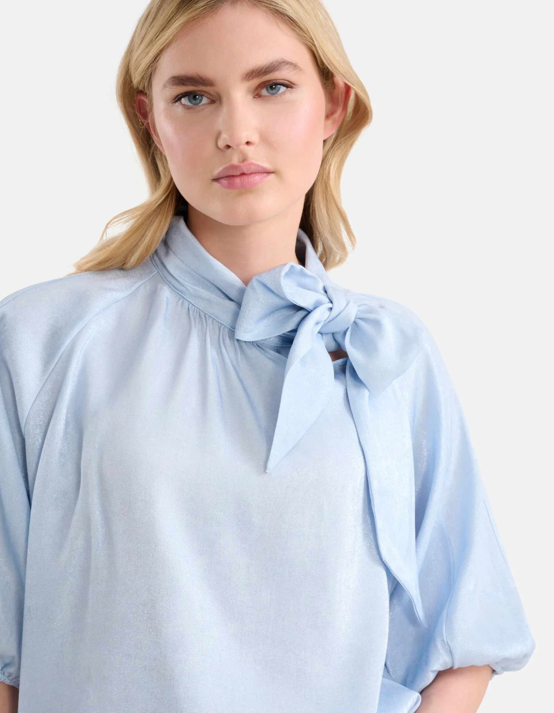 Metallic Denim Blouse Lichtblauw