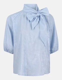 Metallic Denim Blouse Lichtblauw