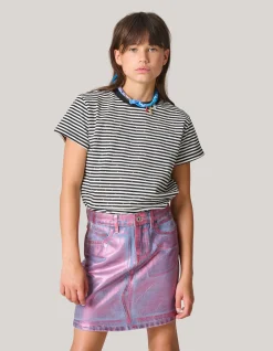 Metallic Denim Rok Roze