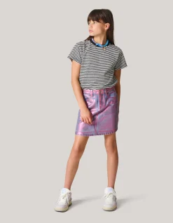 Metallic Denim Rok Roze