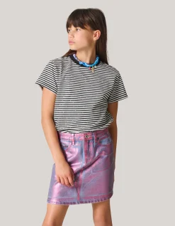 Metallic Denim Rok Roze
