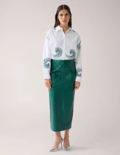 Metallic Maxi Rok Groen By Mieke