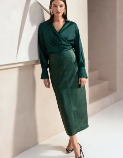 Metallic Maxi Rok Groen By Mieke