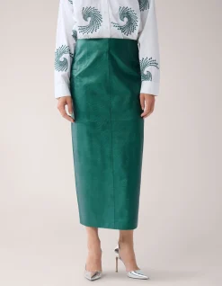 Metallic Maxi Rok Groen By Mieke