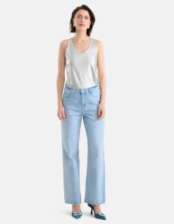 Metallic Rib Top Zilver