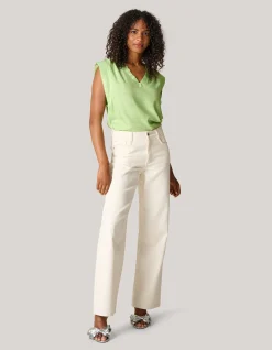 Metallic V-hals Top Groen