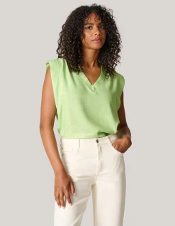 Metallic V-hals Top Groen