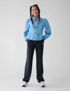 Metallic Wide Leg Broek Zwart