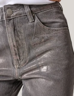 Metallic Wide Leg Jeans Donkergrijs