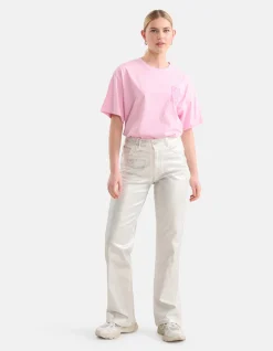 Metallic Wide Leg Jeans Zilver