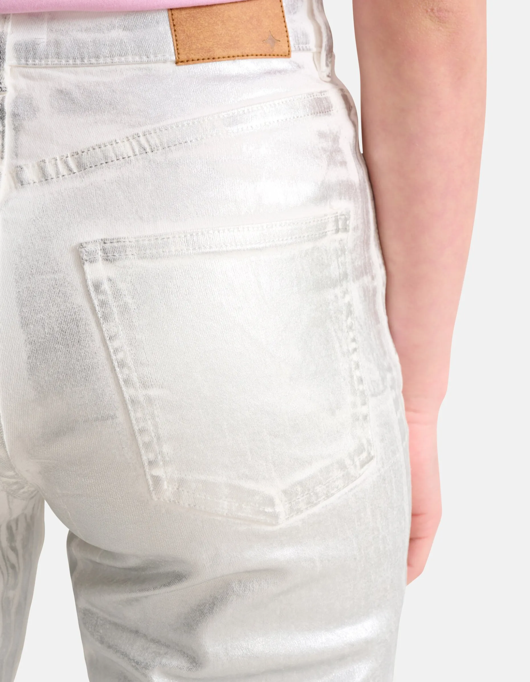 Metallic Wide Leg Jeans Zilver