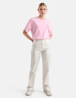 Metallic Wide Leg Jeans Zilver