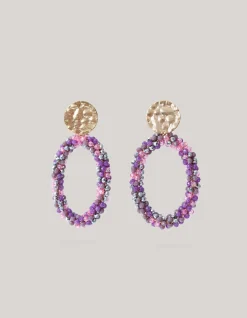 Multi Beaded Oorbellen Paars