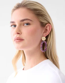 Multi Beaded Oorbellen Paars