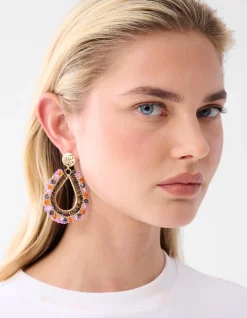 Multi Beaded Oorbellen Paars